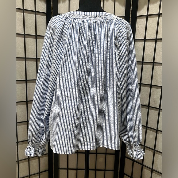 GAP Classic Blue and White Striped PEASANT BLOUSE, WOMEN SIZE XL - Picture 9 of 11